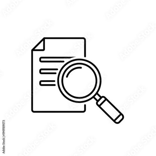 A magnifying glass over a document isolated on transparent background