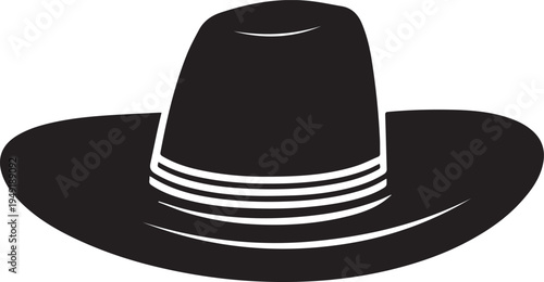 Hand Drawn Woman Hat Black and White Illustration in Minimal Line Art Style Design