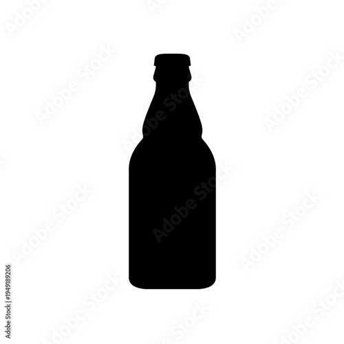 Beer bottle graphic icon. Beer bottle black sign isolated on white background. Vector illustration	