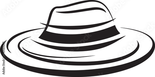 Hand Drawn Woman Hat Black and White Illustration in Minimal Line Art Style Design