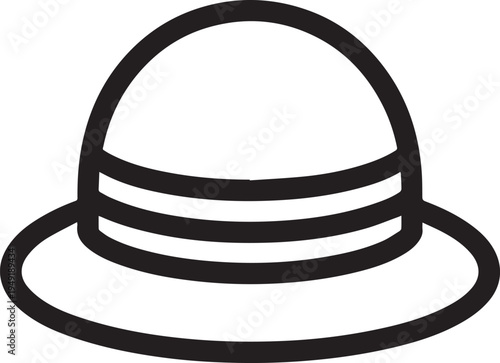 Hand Drawn Woman Hat Black and White Illustration in Minimal Line Art Style Design