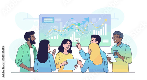 Diverse team collaborating on a business strategy presentation 1.