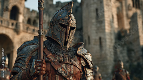 Wallpaper Mural Medieval Knight Armor Spartan Helmet Castle Guard Fantasy Warrior Epic Cinematic Digital Art Torontodigital.ca