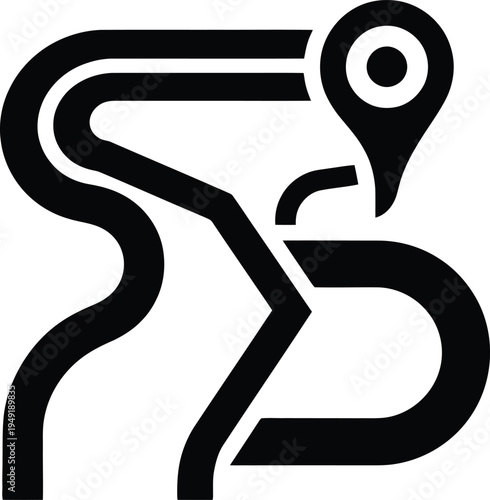 A golden 3d vector illustration of a black snake silhouette shaped like the number two symbol as a stylized graphic design element