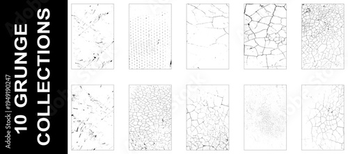 Set of Black and white grunge. Distress overlay texture. Surface dust and rough dirty wall background concept. Distress illustration simply place over object to create grunge effect. 