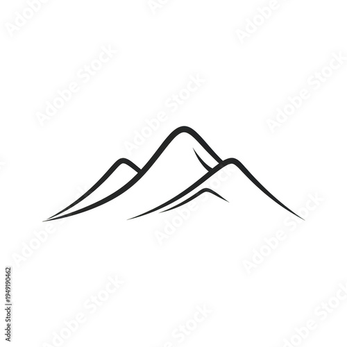 A simple line drawing of a mountain range isolated on transparent background