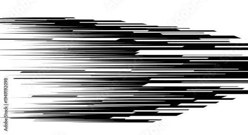Abstract Horizontal Black Speed Lines Digital Glitch Effect isolated white background