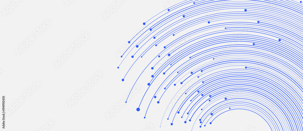 Фотография Blue abstract circular digital connection lines with dots