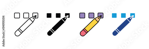 Pencil with survey check boxes icon set. Online testing, examination, and questionnaire symbols. Vector Illustration.