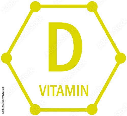 Vitamin D Icon with Hexagonal Molecule Frame