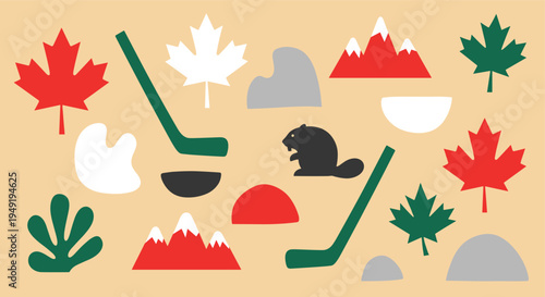 Canada themed flat design elements collection