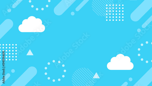 空と雲と幾何学模様の背景、16対9の横長サイズ