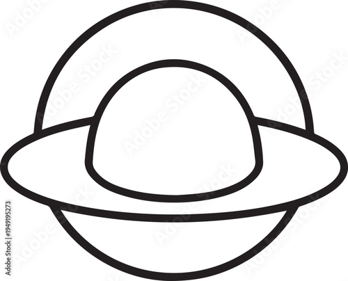 Hand Drawn Woman Hat Black and White Illustration in Minimal Line Art Style Design