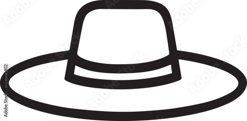 Hand Drawn Woman Hat Black and White Illustration in Minimal Line Art Style Design