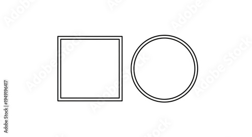 Geometric Shapes Square and Circle Outline.