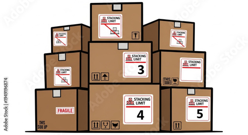 Stack of Cardboard Boxes for Shipping and Delivery.