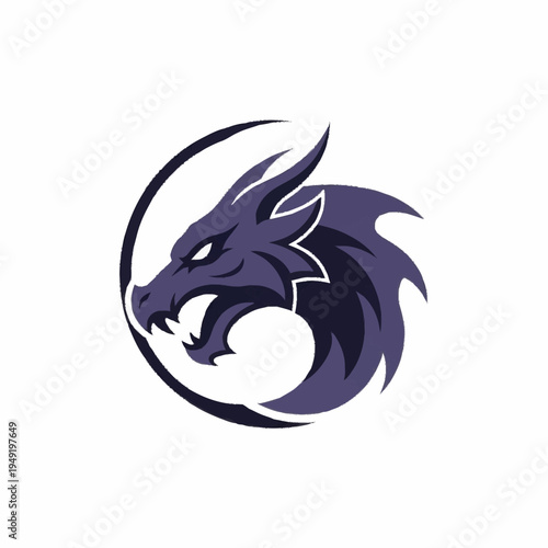 Fierce Dragon Head Emblem with Sharp Teeth and Spiky Mane.
