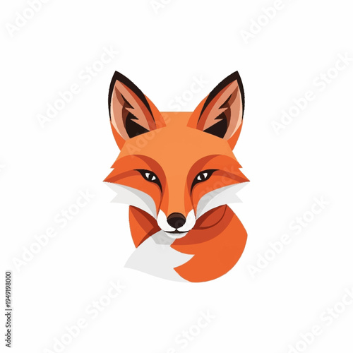 Stylized Illustration of a Clever Fox Face with Alert Eyes.