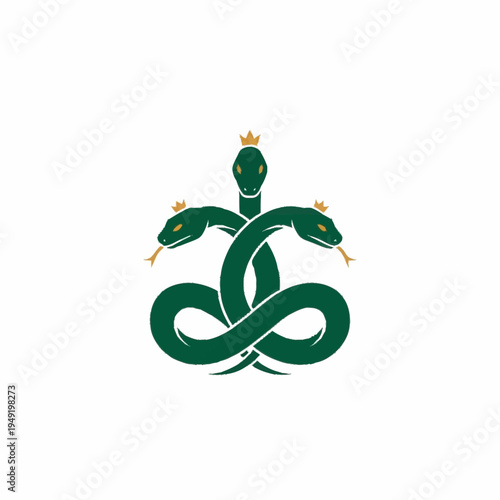 Three-headed green snake with crowns emblem.