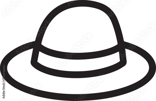 Hand Drawn Woman Hat Black and White Illustration in Minimal Line Art Style Design