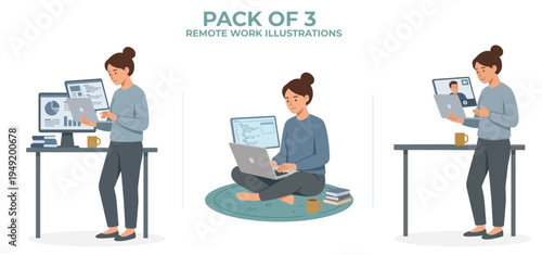 Illustration set of office workers stock illustration
