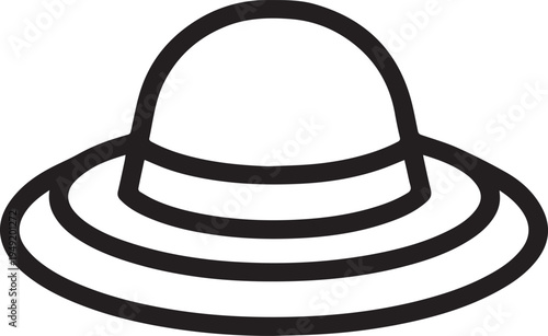 Hand Drawn Woman Hat Black and White Illustration in Minimal Line Art Style Design