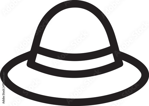 Hand Drawn Woman Hat Black and White Illustration in Minimal Line Art Style Design