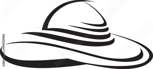 Hand Drawn Woman Hat Black and White Illustration in Minimal Line Art Style Design