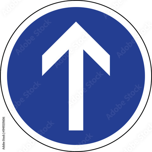 Bild auf Leinwand Straight Ahead Only No Turn Mandatory Road Sign Vector | Blue Circular Traffic S