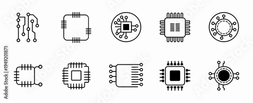 Circuit board icon set. Vector graphic illustration. Suitable for website design, logo, app, template, and ui.