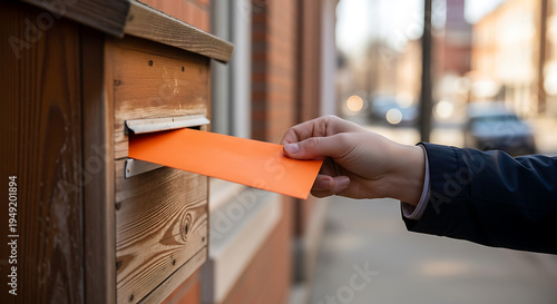 The critical act of mailing an official orange document, ensuring timely delivery and vital communication