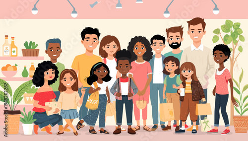 A cheerful illustration depicting a woman surrounded by houseplants, evoking a sense of calm and well-being. Ideal for content related to healthy livi