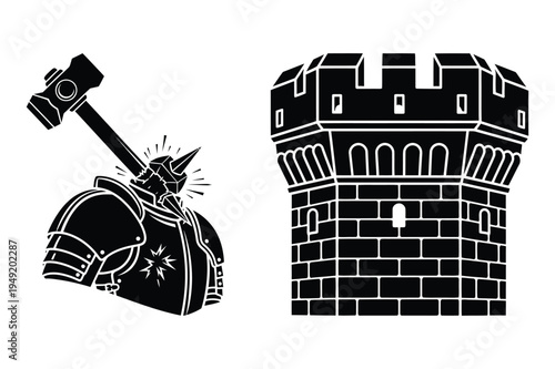 Knight attacked with hammer near castle