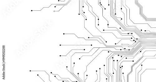 Abstract technology circuit diagram on white background.High tech circuit board connection system.Vector abstract technology on white background.