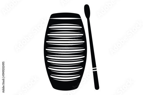 Conga drum and mallet silhouette vector