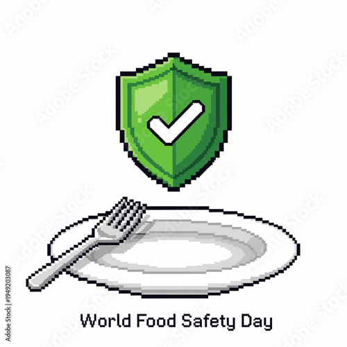 Food Safety Green Shield Icon Plate.
