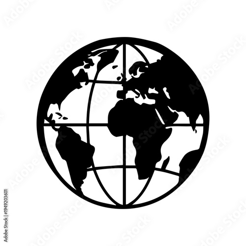 Global planet earth map silhouette icon concept