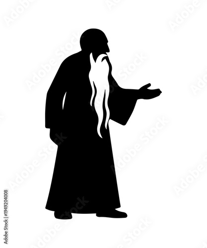 Black silhouette of an ancient wise man or philosopher