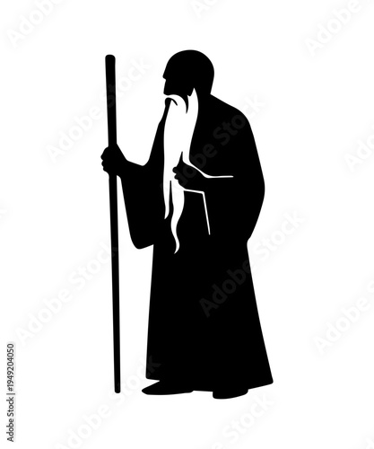 Black silhouette of an ancient wise man or philosopher