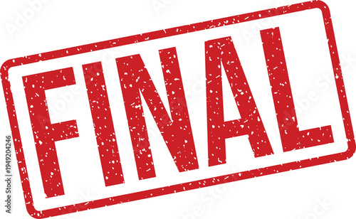 Red grunge textured rubber stamp clearly displaying the word FINAL on a bright white background