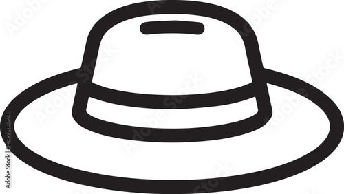 Hand Drawn Woman Hat Black and White Illustration in Minimal Line Art Style Design