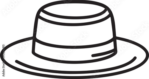 Hand Drawn Woman Hat Black and White Illustration in Minimal Line Art Style Design