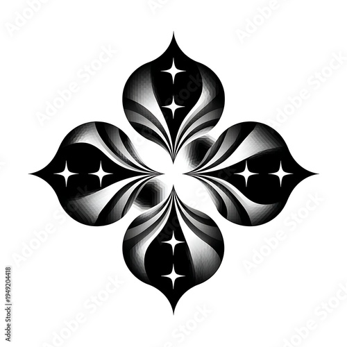 Symmetrical black white fluid abstract decorative high resolution picture