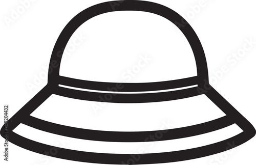 Hand Drawn Woman Hat Black and White Illustration in Minimal Line Art Style Design