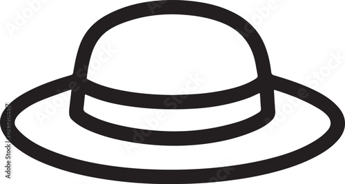 Hand Drawn Woman Hat Black and White Illustration in Minimal Line Art Style Design