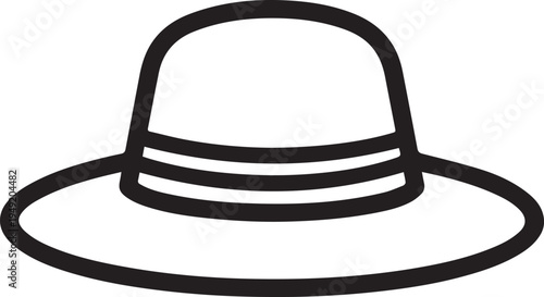 Hand Drawn Woman Hat Black and White Illustration in Minimal Line Art Style Design