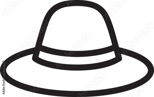 Hand Drawn Woman Hat Black and White Illustration in Minimal Line Art Style Design