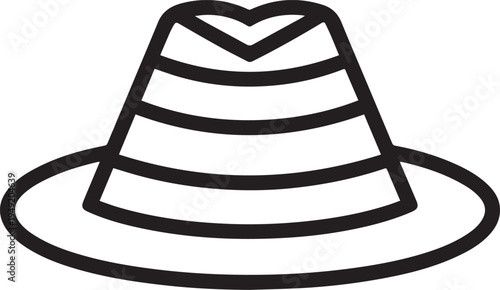 Hand Drawn Woman Hat Black and White Illustration in Minimal Line Art Style Design