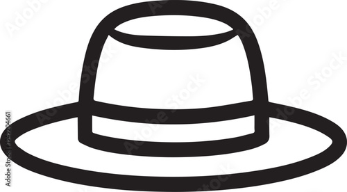 Hand Drawn Woman Hat Black and White Illustration in Minimal Line Art Style Design