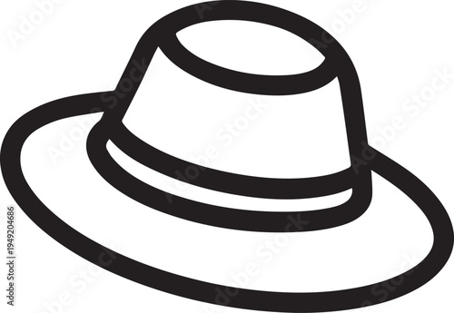 Hand Drawn Woman Hat Black and White Illustration in Minimal Line Art Style Design